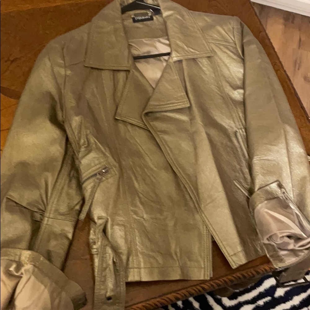 New without tags dark gold 100% leather jacket